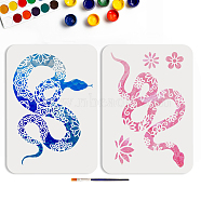 US 1 Set PET Hollow Out Drawing Painting Stencils, for DIY Scrapbook, Photo Album, Flower & Branch & Bird & Number Pattern, with 1Pc Art Paint Brushes, Snake, 297x210mm, 2pcs/set(DIY-MA0005-41)