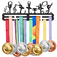 Sports Theme Iron Medal Hanger Holder Display Wall Rack, with Screws, Gymnastics Pattern, 150x400mm(ODIS-WH0021-506)