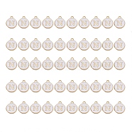 Golden Plated Alloy Charms, with Enamel, Enamelled Sequins, Flat Round, White, Letter.N, 14x12x2mm, Hole: 1.5mm, 50pcs/Box(ENAM-SZ0001-25A-N)