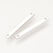 Brass Links connectors, Nickel Free, Real Platinum Plated, Rectangle, 20x2x1mm, Hole: 1mm(KK-Q735-268P)