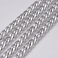 304 Stainless Steel Cuban Link Chains, Chunky Curb Chains, Unwelded, Stainless Steel Color, 8x5x1.5mm(CHS-G005-B-04P)