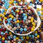 Glass Beads, Faceted, Rondelle, Mixed Color, 6x5mm, Hole: 1mm, about 2360pcs/500g(EGLA-A034-LM6mm-30)