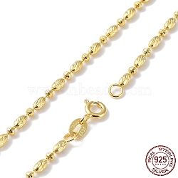 925 Sterling Silver Oval Ball Chain Necklace for Women, with S925 Stamp, Real 18K Gold Plated, 18-1/8 inch(46.1cm)(NJEW-A014-02G)