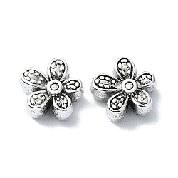 Tibetan Style Alloy Beads, Flower, Antique Silver, 12x13x5.5mm, Hole: 1.5mm(X-TIBEB-F065-01AS-01)