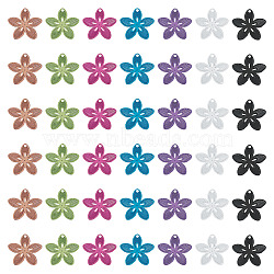 70Pcs 7 Colors Spray Paint 430 Stainless Steel Charms, Flower, Mixed Color, 13x14x0.3mm, Hole: 1mm, 10pcs/color(STAS-TA0006-07)