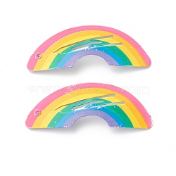 Baking Painted Iron Snap Hair Clips, for Children's Day, Rainbow, Colorful, 55.5x22.5x2mm(PHAR-B0002-10)