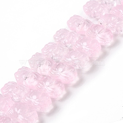 Transparent Glass Beads Strands, Lotus, Pearl Pink, 10x14x7mm, Hole: 0.8mm, about 38pcs/strand, 14.17 inch(36cm)(GLAA-F114-01C)