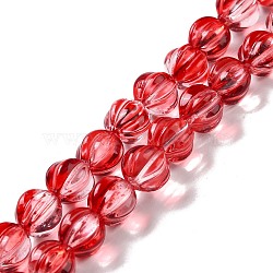 Transparent Glass Beads Strands, Lantern, Red, 8.5x7.5x8mm, Hole: 1.2mm, about 45~46pcs/strand, 14.37 inch(36.5cm)(GLAA-F114-02A-08)