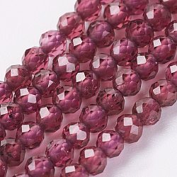 Natural Grade AA Garnet Bead Strand, Round, Faceted, 2mm, Hole: 0.5mm, about 164pcs/strand, 15.8 inch(40.2cm)(X-G-G680-04)