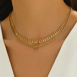 Stainless Steel Geometric Double-layer Collarbone Necklaces, Fashionable and Versatile, Golden, 16.14 inch(41cm)(FY0428)