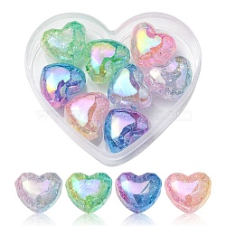 8Pcs 4 Colors Transparent Crackle Acrylic Beads, Gradient Color, Heart, Mixed Color, 19x22x14mm, Hole: 3.5mm, 2pcs/color(OACR-YW0001-33)