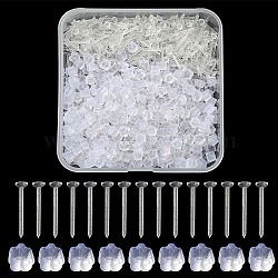 500Pcs Plastic Stud Earring Findings, Flat Round Earring Settings, with 500Pcs Ear Nuts, Clear, 12x3mm, Pin: 0.8mm(KY-YW0001-28)
