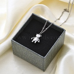 304 Stainless Steel Pendant Necklace, Bear, Stainless Steel Color, 15.55 inch(39.5cm)(NJEW-K255-22P)