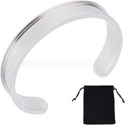 Stainless Steel Grooved Bangles, Cuff Bangle, for Gemstone, Leather Inlay Bangle Making, Stainless Steel Color, 1.2cm, Inner Diameter: 2x2-3/8 inch(5x6cm)(STAS-UN0038-75A)