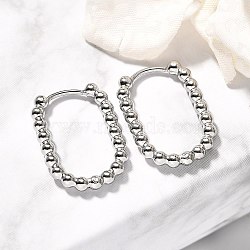 304 Stainless Steel Hoop Earrings for Women, Oval, Stainless Steel Color, 19.5x2.5x13.5mm(EJEW-M068-08B-P)