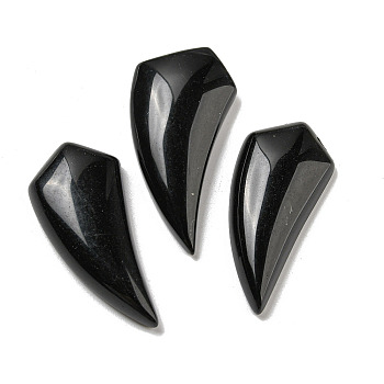 Natural Obsidian Pendants, Horn Charms, 39~40x18~18.5x6.5~8mm, Hole: 1.2mm