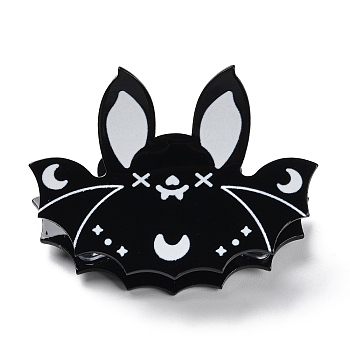Hallowmeen Theme PVC Claw Hair Clips, with Iron Findings, Hair Accessories for Women Girls Thick Hair, Bat, 58x80x51mm