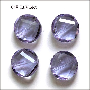 Imitation Austrian Crystal Beads, Grade AAA, Faceted, Flat Round, Lilac, 6x3.5mm, Hole: 0.7~0.9mm