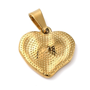 Vacuum Plating 304 Stainless Steel Pendants, Textured, Heart Charms, Golden, 17.5x18x2.5mm, Hole: 6.5x3.5mm