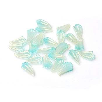 Imitation Jade Glass Pendants, with Glitter Powder, Leaf, Deep Sky Blue, 20x11x4.5mm, Hole: 1.2mm