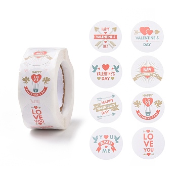 Valentine's Day Round Paper Stickers, Adhesive Labels Roll Stickers, Gift Tag, for Envelopes, Party, Presents Decoration, White, 25x0.1mm, 500pcs/roll