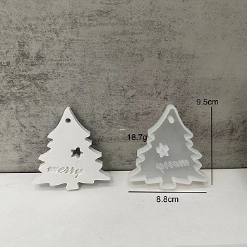 DIY Christmas Theme Decoration Silicone Molds, for UV Resin & Epoxy Resin Craft Making, White, Christmas Tree, 94x87x13mm, Inner Diameter: 90x83mm