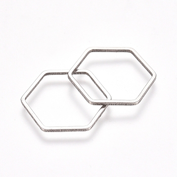 Stainless Steel Linking Rings, for Jewelry Making, Hexagon, Stainless Steel Color, 15.5x17.5x0.8mm, Inner Diameter: 14x16mm