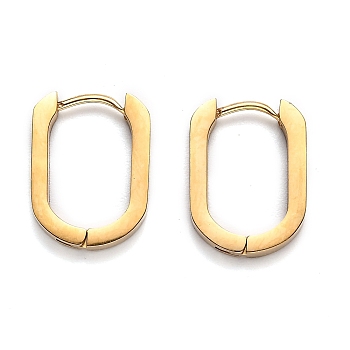 304 Stainless Steel Huggie Hoop Earrings, Oval, Golden, 17x12.5x3mm, Pin: 1mm