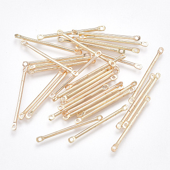 Iron Bar Links connectors, for Jewelry DIY Craft Making, Nickel Free, Light Gold, 25x2x1.2mm, Hole: 1mm