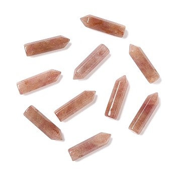 Natural Strawberry Quartz Pointed Pendants, Faceted, Bullet, 30~33x8~9mm, Hole: 1.4~1.6mm