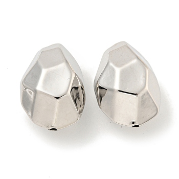 Brass Beads, Faceted, Teardrop, Real Platinum Plated, 25.5x17.5x13mm, Hole: 1.6mm