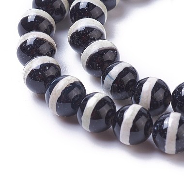Brins de perles d'agate dzi à motif rayé tibétain naturel(G-P425-03D-8mm)-3
