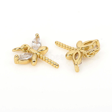 Brass Micro Pave Cubic Zirconia Charms(ZIRC-L096-06G)-2