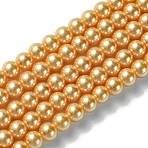 Eco-Friendly Dyed Glass Pearl Bead Strands, Round, Cotton Cord Threaded, Orange, 6mm, Hole: 1.2~1.5mm, about 70pcs/strand, 15.7 inch(HY-A008-6mm-RB112)