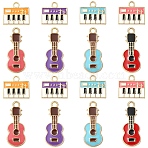 20Pcs 2 Styles Eco-Friendly Zinc Alloy Pendants, with Enamel, Cadmium Free & Nickel Free & Lead Free, Guitar/Piano Shape, Light Gold, Mixed Color, 13~23x9~14x2mm, Hole: 2mm, 10pcs/style(ENAM-YW0008-29)
