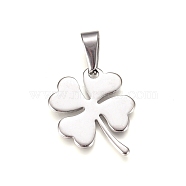 304 Stainless Steel Pendants, Clover, Stainless Steel Color, 25.5x20.5x1.5mm, Hole: 10x4mm(STAS-I135-31P)