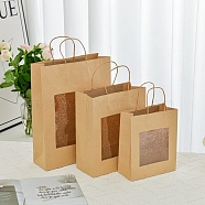 Folding Cardboard Paper Gift Tote Bags, Gift Package Bags with Visible Window, Rectangle, Square, 26x12x32cm(PW-WG64806-11)