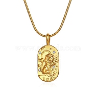Constellations Cubic Zirconia Pendant Necklace, with Golden Stainless Steel Round Snake Chains, Leo, 17.72 inch(45cm)(PW-WG56929-12)