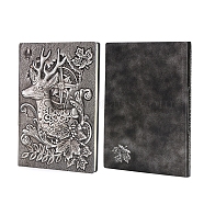3D Embossed PU Leather Notebook, for School Office Supplies, A5 Christmas Reindeer Pattern European Style Journal, Antique Silver, 213x145mm(OFST-PW0010-04C)