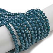 Opaque Glass Beads Stands, Faceted(32 Facets), Round, Steel Blue, 4mm, Hole: 0.7mm, about 94~93pcs/strand, 14.17''~14.37''(36~36.5cm)(EGLA-A035-P4mm-D19)