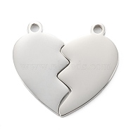 304 Stainless Steel Split Pendants, Double Heart , Stainless Steel Color, 24.5x25x1.4mm, Hole: 1.8mm(STAS-G251-07A-P)
