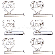 Alloy Memo Clip, Message Note Photo Stand Holder, Heart with Word Love, for Wedding Decoration, Platinum, 26.5x34x9mm(AJEW-WH0237-60)