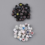 PandaHall Elite 44~70Pcs 2 Colors Millefoiri Glass Beads, Chip, Mixed Color, 6~10.5x5.5~8.5mm, about 22~35pcs/bag, 1bag/color(LK-PH0001-03)