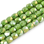 Electroplate Glass Beads Strands, AB Color Plated, Faceted, Column, Yellow Green, 5.5x5mm, Hole: 1.2mm, about 99pcs/strand, 21.85 inch(55.5cm)(X-EGLA-N002-13-A08)