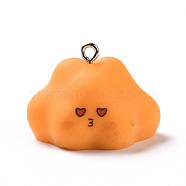 Opaque Resin Pendants, Cartoon Cloud Charms, with Platinum Tone Iron Loops, Orange, 19.5x27x21mm, Hole: 2mm(RESI-D063-03D)