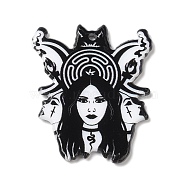 Halloween Acrylic Pendants, Witch, Others, 40x33x2mm, Hole: 1.8mm(SACR-E010-07D)