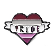 Lesbian Pride Rainbow Theme Enamel Pins, Black Zinc Alloy Brooch for Women, Heart, 21x30.5x1.5mm(JEWB-D019-04F-EB)