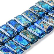 Natural Imperial Jasper Beads Strands, Dyed, Rectangle, Dodger Blue, 20.5x10.5x6mm, Hole: 1.1mm, about 20pcs/strand, 8.07 inch(20.5cm)(G-L604-F01-01L)