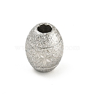 304 Stainless Steel Textured Beads, Oval, Stainless Steel Color, 10x8mm, Hole: 2.8mm(STAS-A091-05A-P)