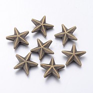 Tibetan Style Alloy Beads, Star, Cadmium Free & Lead Free, Antique Bronze, 12x12x4mm, Hole: 1mm(X-K0PBQ071)